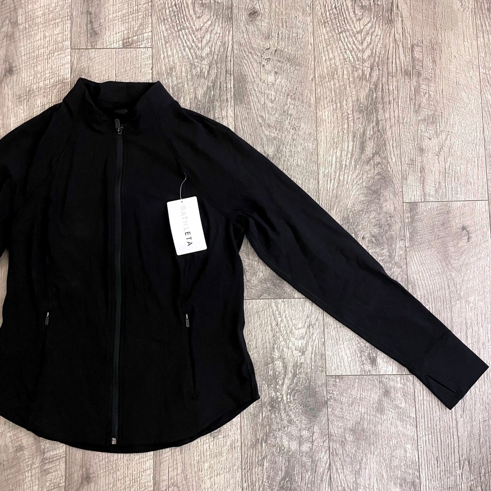 Athleta Salutation Jacket Black Full Zip Athletic Yoga Mock Neck Large NWT - Picture 4 of 9